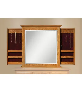 Dresser Mirror with Sliding Jewelry Wings