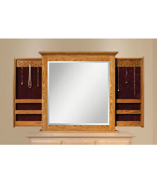 Dresser Mirror with Sliding Jewelry Wings