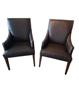 2 Alcott Straight Top Dining Chairs with Upholstered Arms, Brown Maple, FC-228 Rich Tobacco QUICK SHIP - 30% Off or Best Offer
