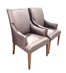 2 Alcott Straight Top Dining Chairs with Upholstered Arms, Brown Maple, FC-228 Rich Tobacco QUICK SHIP - 30% Off or Best Offer