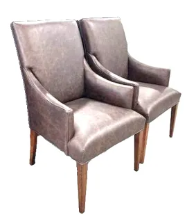 2 Alcott Straight Top Dining Chairs with Upholstered Arms, Brown Maple, FC-228 Rich Tobacco QUICK SHIP - 30% Off or Best Offer