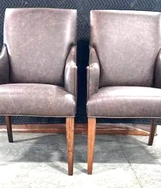 2 Alcott Straight Top Dining Chairs with Upholstered Arms, Brown Maple, FC-228 Rich Tobacco QUICK SHIP - 30% Off or Best Offer