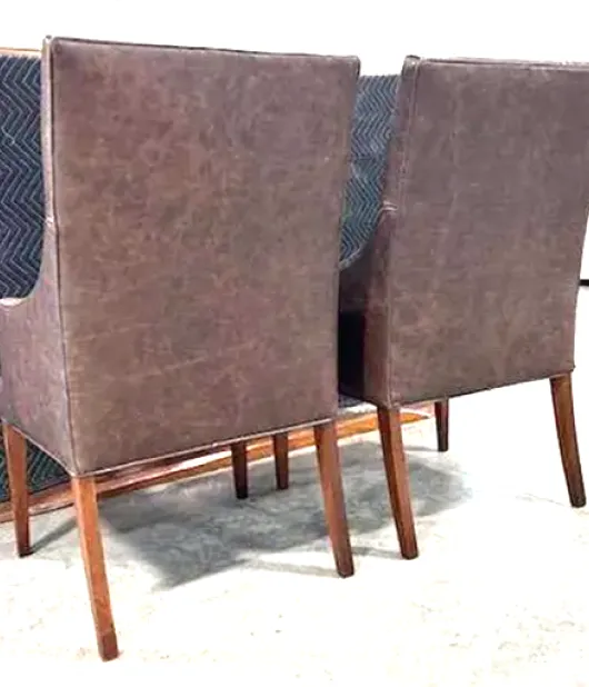 2 Alcott Straight Top Dining Chairs with Upholstered Arms, Brown Maple, FC-228 Rich Tobacco QUICK SHIP - 30% Off or Best Offer