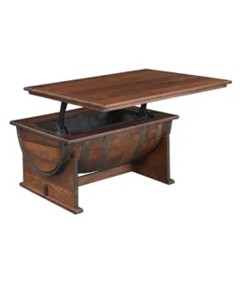 Deluxe Whiskey Barrel Lift Top Coffee Table