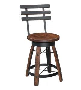 Deluxe Whiskey Barrel Swivel Bar Stool