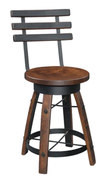 Deluxe Whiskey Barrel Swivel Bar Stool