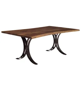 Live Edge Dining Table with Double Curved Base
