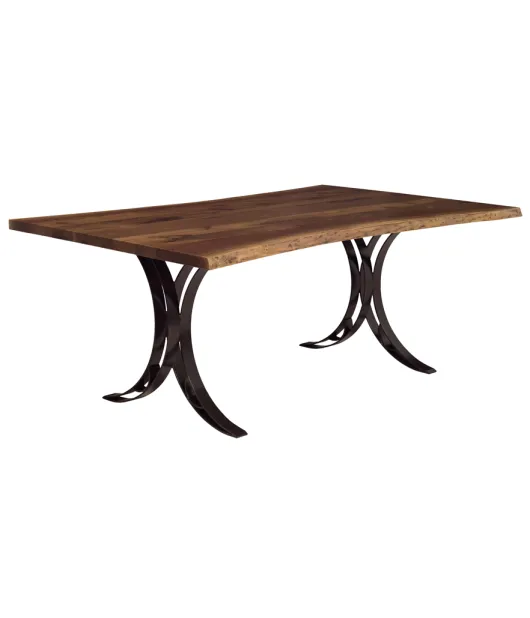 Live Edge Dining Table with Double Curved Base