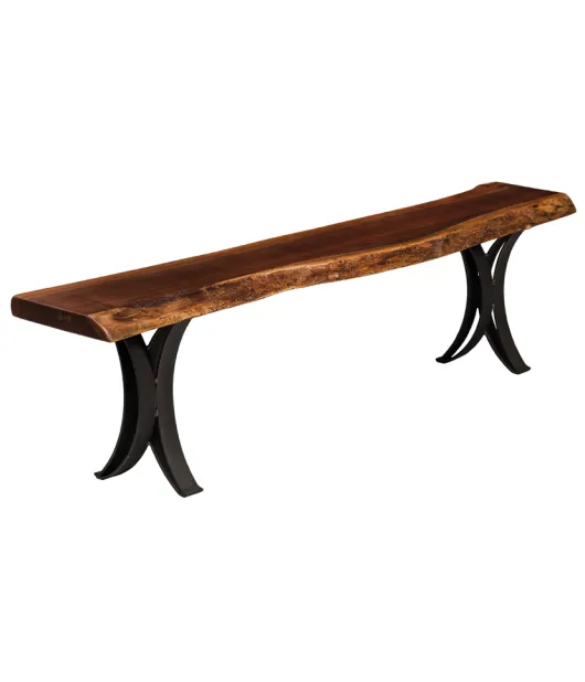 Live Edge Bench with Double Curved Base
