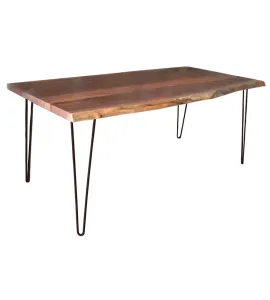 Live Edge Dining Table with Hairpin Base