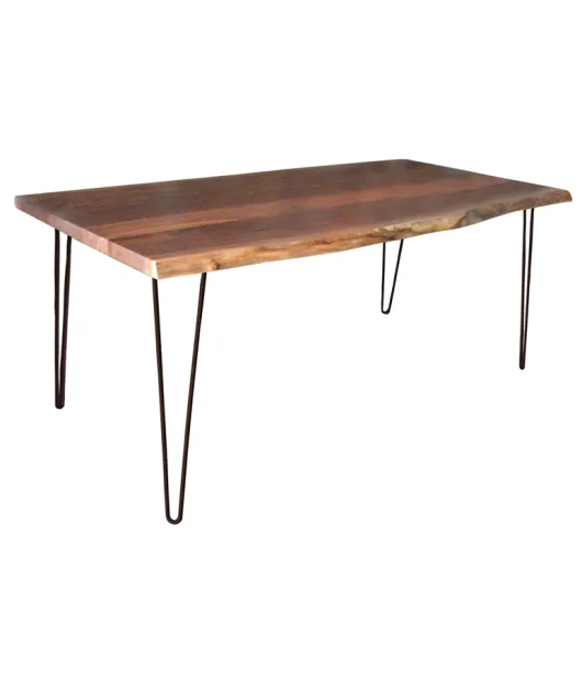 Live Edge Dining Table with Hairpin Base
