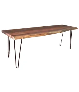 Live Edge Bench with Hairpin Base