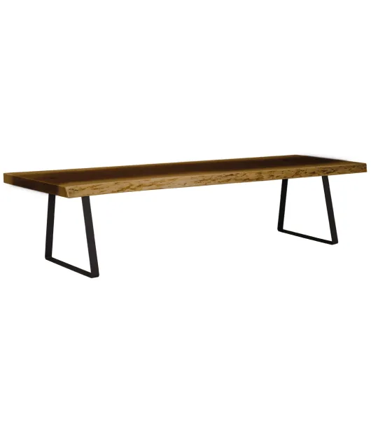 Live Edge Bench with Stirrup Base