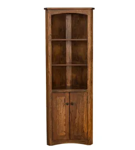 Mission Corner Bookcase with Doors - QUICK SHIP