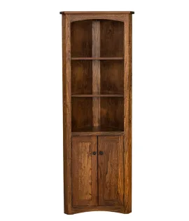 Mission Corner Bookcase with Doors - QUICK SHIP