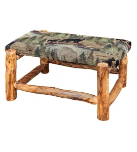 Fireside Rustic Ottoman with Fabric Top