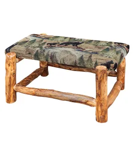 Fireside Rustic Ottoman with Fabric Top