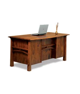 Artesa 5 Drawer Executive Desk with Finished Backside and Curved Top