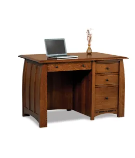 Boulder Creek 4 Drawer Desk with Unfinished Backside