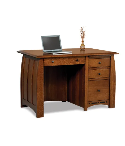 Boulder Creek 4 Drawer Desk with Unfinished Backside