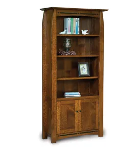 Boulder Creek 4 Shelf 2 Door Bookcase - QUICK SHIP