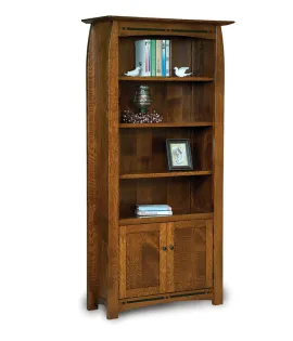Boulder Creek 4 Shelf 2 Door Bookcase - QUICK SHIP