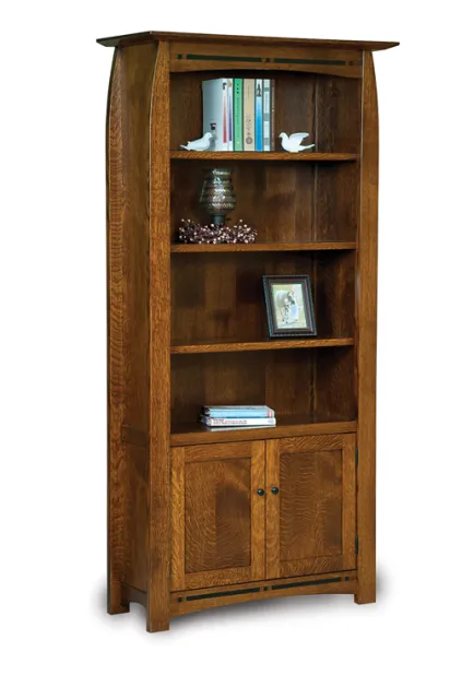 Boulder Creek 4 Shelf 2 Door Bookcase - QUICK SHIP