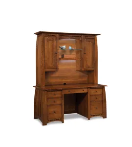 Boulder Creek 7 Drawer Desk with 2 Door Hutch Top