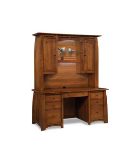 Boulder Creek 7 Drawer Desk with 2 Door Hutch Top