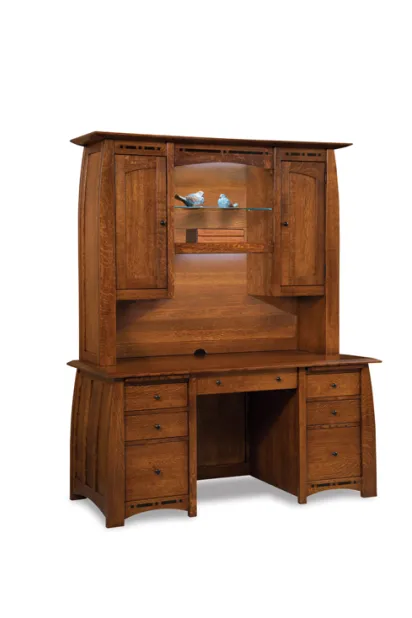Boulder Creek 7 Drawer Desk with 2 Door Hutch Top