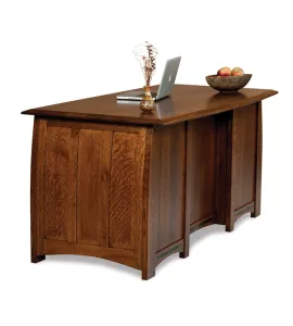 Boulder Creek 7 Drawer Desk with Finished Backside and Curved Top - QUICK SHIP