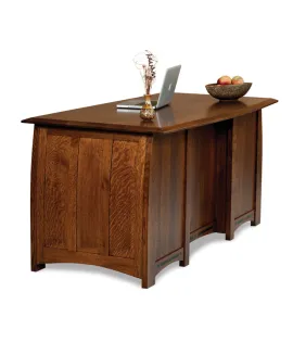 Boulder Creek 7 Drawer Desk with Finished Backside and Curved Top - QUICK SHIP