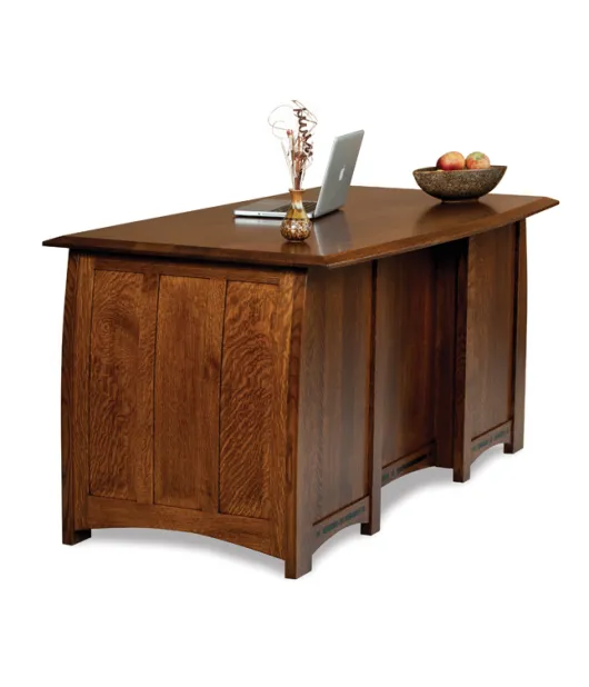 Boulder Creek 7 Drawer Desk with Finished Backside and Curved Top - QUICK SHIP