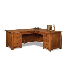 Boulder Creek 8 Drawer L Desk with Finished Backside