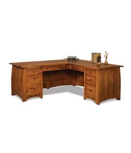 Boulder Creek 8 Drawer L Desk with Finished Backside