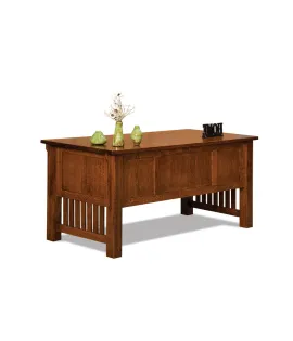 Bridger Mission 4 Drawer Desk with Finished Backside - QUICK SHIP