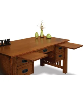 Bridger Mission 4 Drawer Desk with Finished Backside - QUICK SHIP