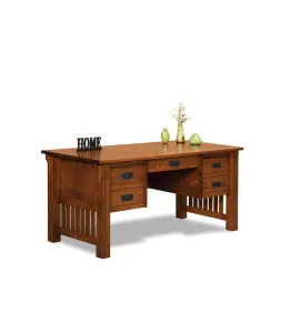 Bridger Mission 4 Drawer Desk with Finished Backside - QUICK SHIP