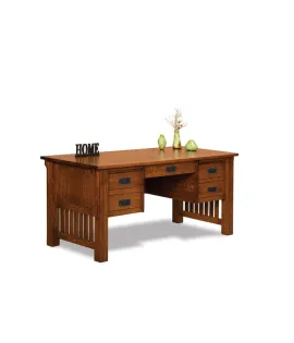 Bridger Mission 4 Drawer Desk with Finished Backside - QUICK SHIP