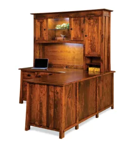 Grant 78" 8 Drawer L Desk with 3 Door Hutch Top