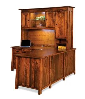 Grant 78&quot; 8 Drawer L Desk with 3 Door Hutch Top