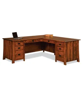 Grant 78&quot; 8 Drawer L Desk with Unfinished Backside