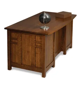 Kascade 7 Drawer Desk with Finished Backside and Curved Top