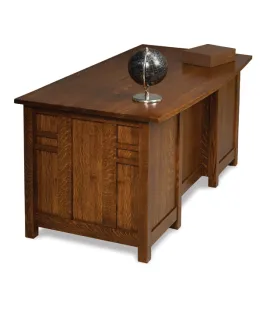 Kascade 7 Drawer Desk with Finished Backside and Curved Top