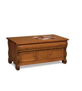 Old Classic Sleigh Enclosed Coffee Table with Drawer and Doors