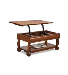 Old Classic Sleigh Open Lift Top Coffee Table with Counterweight