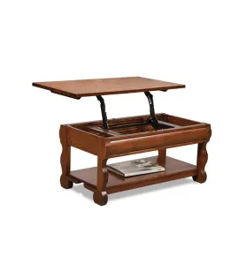Old Classic Sleigh Open Lift Top Coffee Table with Counterweight