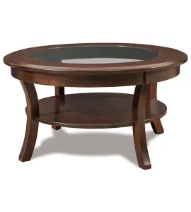 Sierra 38" Round Glass Top Coffee Table with Shelf