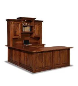 Victorian  10 Drawer U Desk with Hutch Top