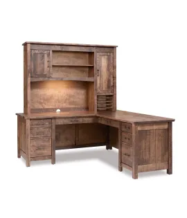 Houston 8 Drawer L Desk with Hutch